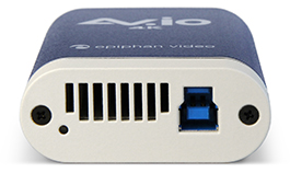 av.io 4K的底部，顯示USB 3輸入